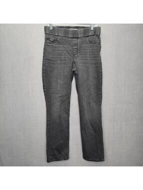 Nine West Jeans Heidi Pull-On Straight Leg Pants Grey Charcoal Wash Size 10